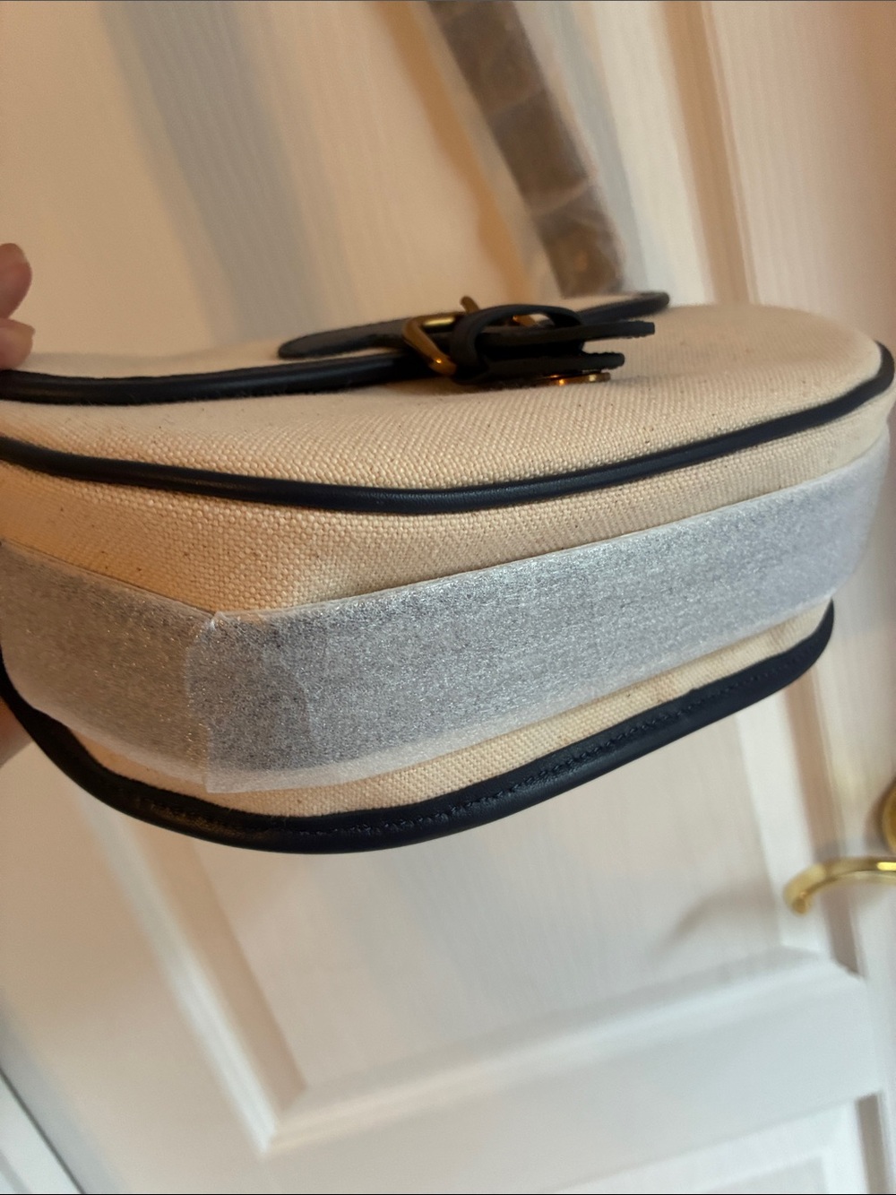 NWT J. Crew large saddle bag in canvas and leather trim - Picture 5 of 9
